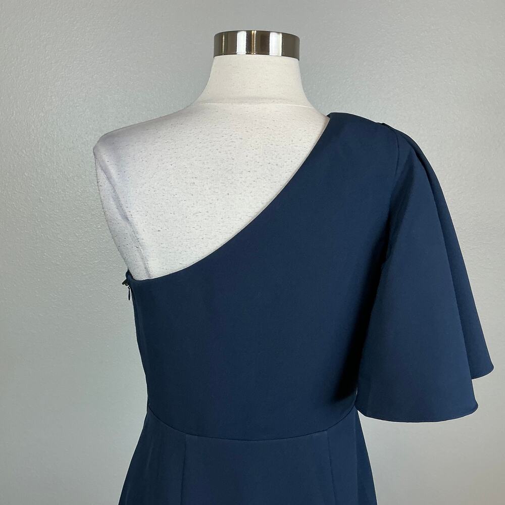 Vince Camuto Blue Evening Gown One Shoulder Ruffled Long A-Line Dress Size 6 - Picture 9 of 13